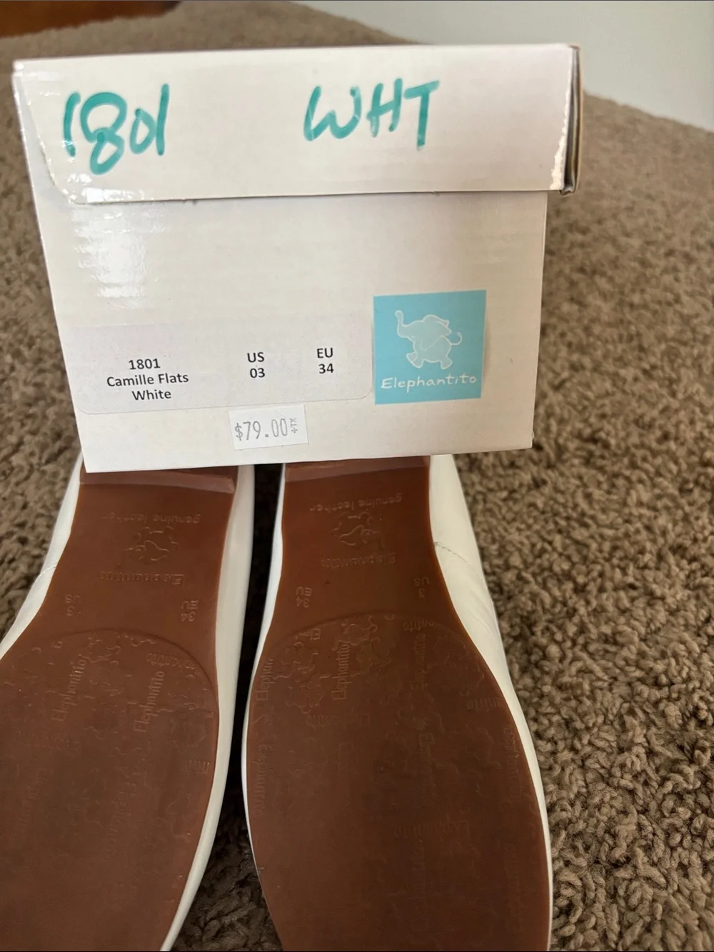Elephantito White Girls' Bow Ballet Flats